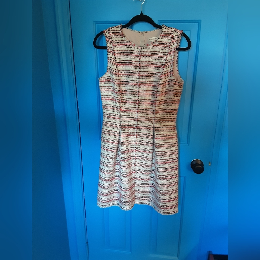 Rebecca Taylor White Pink Black Striped Dress
